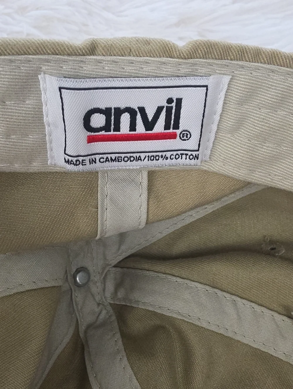 Vintage 90s Anvil UPS Shield Logo Strapback Dad Hat Khaki Tan Onesize